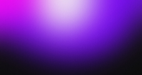 Purple pink white illuminated on black, grainy color gradient background, noise texture effect, copy space	