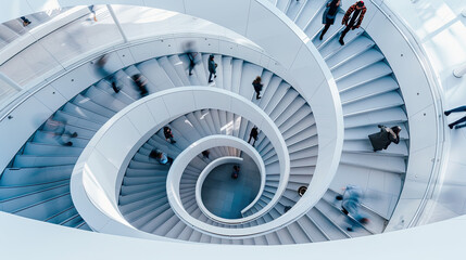 Elegant spiral staircase in a modern building