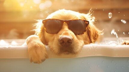 Pets in the bathtub