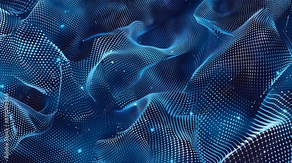 Canvas Prints abstract blue halftone pattern, intricately designed with geometric elements.