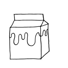 Milk Carton Line Drawing Hand Drawn