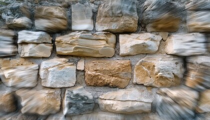 Ancient stone wall of an 18th century castle or fortress with weathered and cracked bricks in close up view. Made with Generative AI.