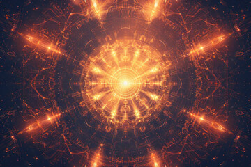 Obraz premium Enchanted Portal Pattern with Glowing Symbols and Mystical Pathways