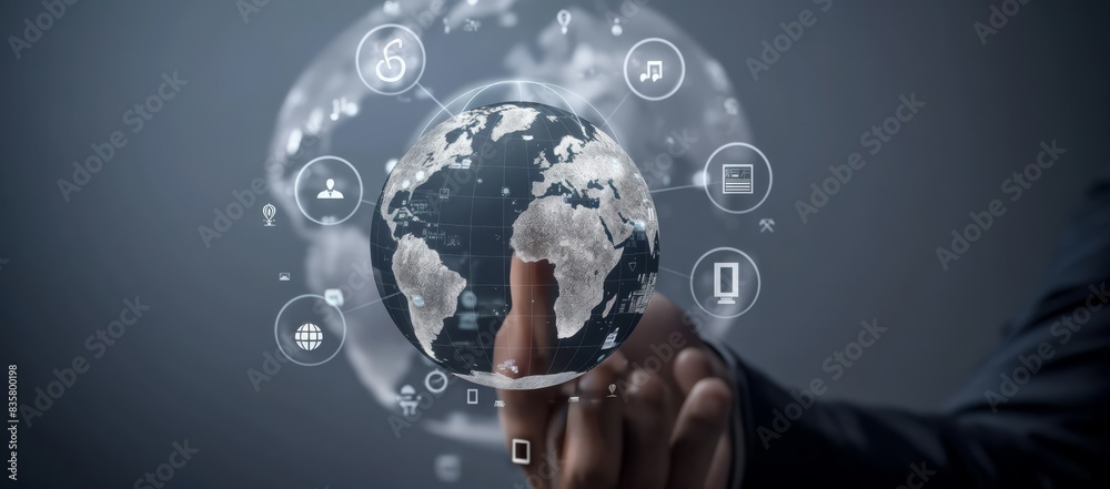 Poster cuttingedge tech enables global connectivity, enhancing digital communication, data sharing worldwid