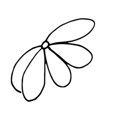 Naklejka premium Abstract Doodle Line Art Floral Botanical 