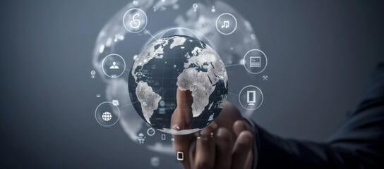 Cuttingedge tech enables global connectivity, enhancing digital communication, data sharing worldwide, promoting seamless interactions, futuristic innovations, hightech solutions