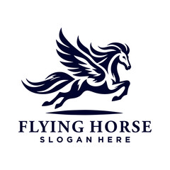 Obraz premium Horse Pegasus Logo Design Template. Flying horse logo design