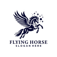 Obraz premium Horse Pegasus Logo Design Template. Flying horse logo design