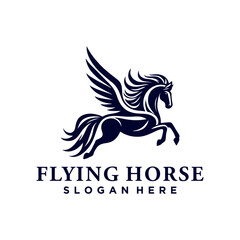 Obraz premium Horse Pegasus Logo Design Template. Flying horse logo design