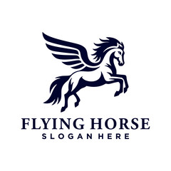 Obraz premium Horse Pegasus Logo Design Template. Flying horse logo design