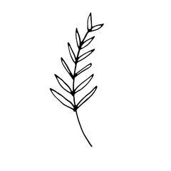 Abstract Doodle Line Art Hand Drawn Sticker Floral Botanical