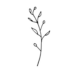 Abstract Doodle Line Art Hand Drawn Sticker Floral Botanical