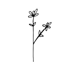 Abstract Doodle Line Art Hand Drawn Sticker Floral Botanical