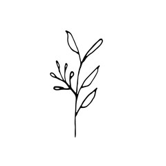 Abstract Doodle Line Art Hand Drawn Sticker Floral Botanical