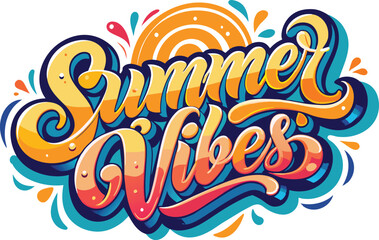 summer vibes in playful swirling script font