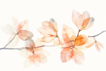Fototapeta premium Delicate watercolor illustration of cherry blossoms in full bloom.