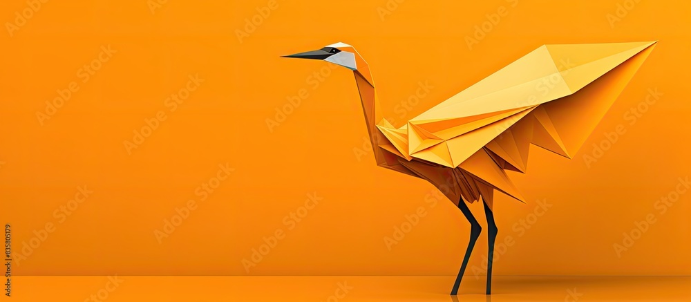 Wall mural a pair of origami cranes displayed on a clean white surface with ample copy space image.