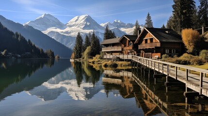 Naklejka premium alpine lake in the mountains