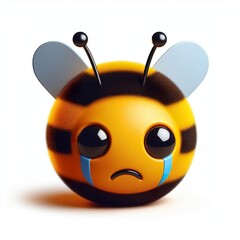 Naklejka premium a 3D bumblebee sad emoji on a white background