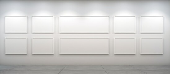 Wall in a showroom displaying frames with copy space image.