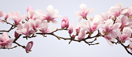 Magnificent bouquet of magnolia flowers isolated on a white background with copy space image.