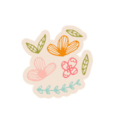 Floral Botanical Hand Drawn Line Art Doodle Sticker