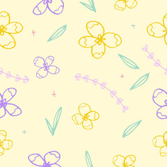 Pattern Background Wallpaper Floral Hand Drawn Line Art