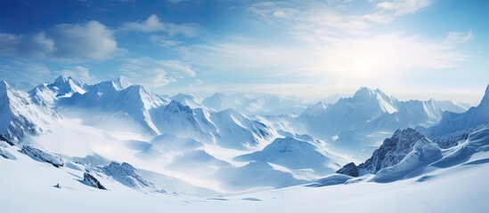 Obraz premium Mountain ski resort with a picturesque summer landscape and stunning natural beauty, showcasing a mountain resort setting with a scenic backdrop and expansive copy space image.