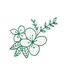 Floral Botanical Hand Drawn Line Art Doodle Sticker