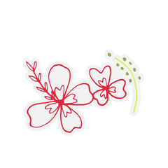 Floral Botanical Hand Drawn Line Art Doodle Sticker