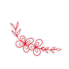 Floral Botanical Hand Drawn Line Art Doodle Sticker