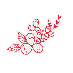 Floral Botanical Hand Drawn Line Art Doodle Sticker