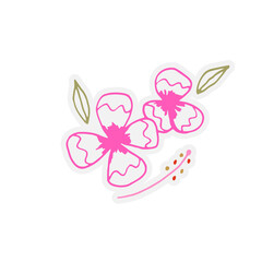 Floral Botanical Hand Drawn Line Art Doodle Sticker
