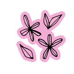 Floral Botanical Hand Drawn Line Art Doodle Sticker