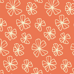 pattern background with flowers line art hand drawn