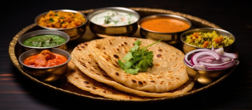 Indian snacks like Namke are presented in environmentally friendly Palash leaf bowls and Donas, showing Indian culture, a variety of dishes, and snacks with selective focus on a blurred background