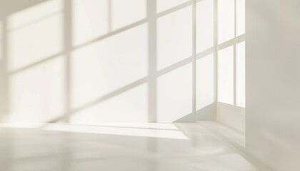 Fototapeta premium Realistic effect overlay shadow from the window to clean white wall