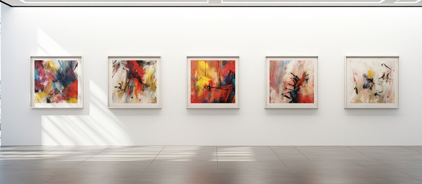 Contemporary art gallery background with abstract blur, offering copy space image.