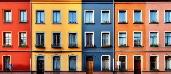 The classic red clinker facade was updated while keeping its vintage charm, creating a striking visual contrast. Copy space image. Place for adding text and design