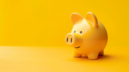 Yellow piggy bank, financial and money concept. 