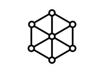 Icono negro representaci&oacute;n de &aacute;tomos que forman la materia a trav&eacute;s de un cubo con c&iacute;rculos en los v&eacute;rtices
