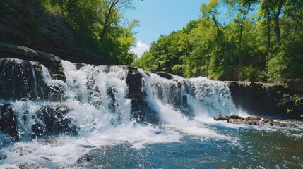 Fototapeta premium Waterfall flowing at a wide angle