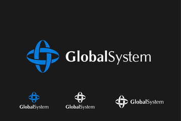 Obraz premium Global Logo design, system technology business name ideas