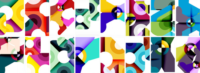 Set of trendy colorful circle geometric posters or abstract backgrounds. Vector Illustration For Wallpaper, Banner, Background, Card, Book Illustration, landing page
