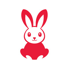 Bunny logo icon vector art illustration design white background.