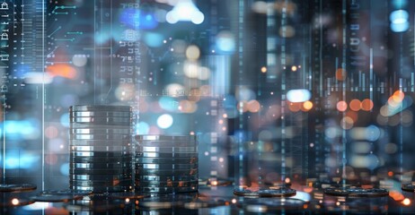 The stack of shiny coins.