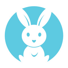 Bunny logo icon vector art illustration design white background.