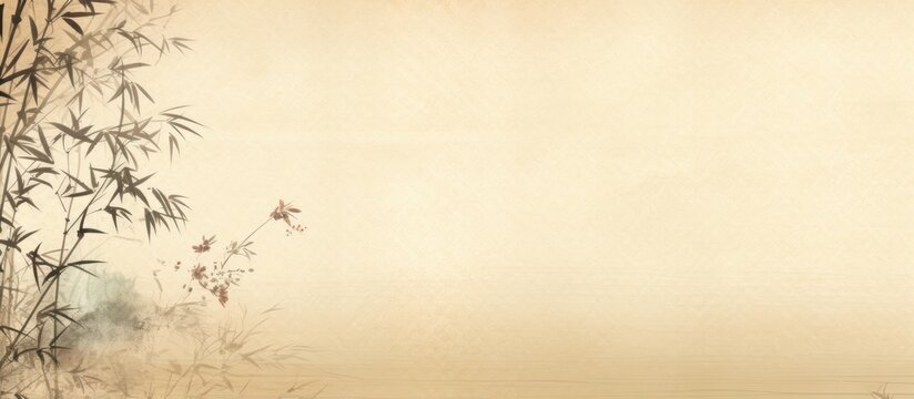 Aged brown rice paper texture background for Chinese painting or Japanese arts with copy space image.