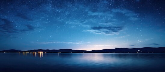 Fototapeta premium Starry night sky with a vast expanse of twinkling stars creating a mesmerizing scene, ideal for a beautiful celestial-themed copy space image.