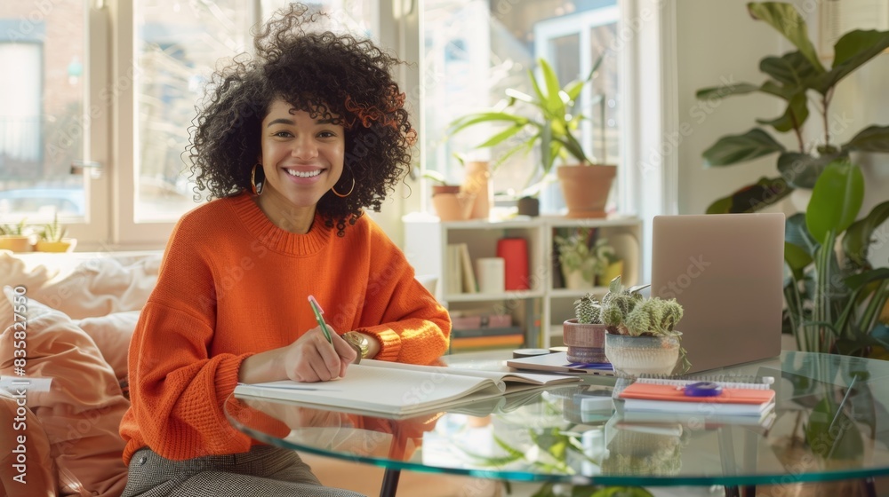 Canvas Prints the woman writing at desk